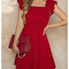 Women's Summer Dresses Ruffle Sleeve Square Neck Flowy Short Dress Going Out Dress