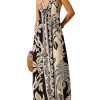 Women's Boho Floral Print Maxi Dress Halter Backless Flowy Long Vacation Beach Summer Dresses
