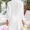 Women Swimsuit Coverup Button Down Casual Shirt Dress V Neck Beach Cover Ups with Pockets XS-XL