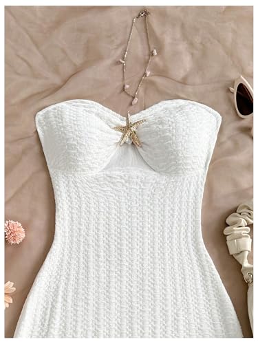 Women's Summer Mini Tube Dress Cut Out Strapless Sleeveless Knit Bodycon Beach Party Dresses