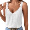Women's Contrast Lace Backless Tank Top V Neck Sleeveless Shirts Top