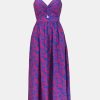 Women's Maxi Dress Floral Print Twisted V Neck Sleeveless Long Dress Summer Casual Dress