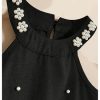 Girl's Pearl Halter Dress Sleeveless Ruffle Hem Color Block Cute Birthday Midi Dresses