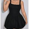 Women's Plus Size Square Neck Sleeveless A Line Bubble Dress Y2k Mini Dresses