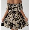 Women's Off The Shoulder Floral Summer Dresses Short Sleeve Ruffle A Line Flowy Short Dress