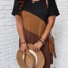 Women's Plus Size Dress Color Block Short Sleeve T Shirt Dress Casual Summer Dresses