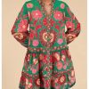 Women's Floral Print Summer Short Dresses Boho Beach Long Sleeve Button Down Flowy Smock Dress
