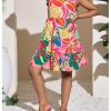 Girl's Summer Dresses Square Neck Ruffle Sleeveless Vacation Short Flared Dress