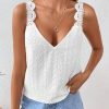Women's Contrast Lace Backless Tank Top V Neck Sleeveless Shirts Top