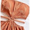 Women's Boho Cutout Open Back Tie Tube Rompers Summer Strapless Shorts Jumpsuit