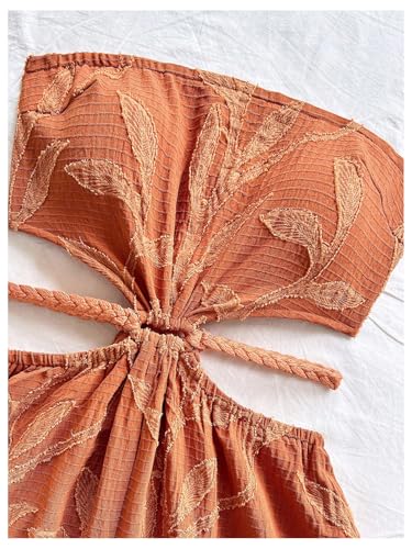 Women's Boho Cutout Open Back Tie Tube Rompers Summer Strapless Shorts Jumpsuit