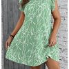 Women's Plus Size Summer Dress Graphic Print Ruffle Cap Sleeve Loose Short Dresses