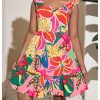 Girl's Summer Dresses Square Neck Ruffle Sleeveless Vacation Short Flared Dress