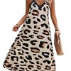 Women's Plus Size Leopard Print Sleeveless Loose Flowy Maxi Cami Dress Summer Going Out Outfits