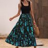 Women's Scoop Neck Button Front Tank Dress Sleeveless Floral Print Mini Dresses