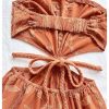 Women's Boho Cutout Open Back Tie Tube Rompers Summer Strapless Shorts Jumpsuit