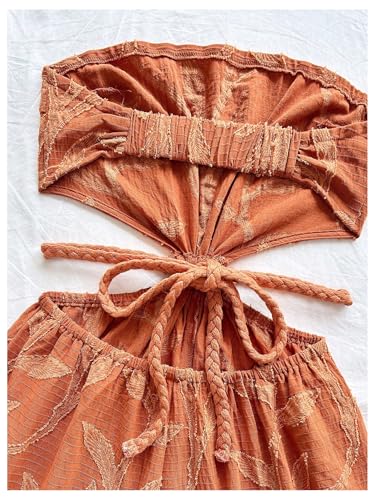 Women's Boho Cutout Open Back Tie Tube Rompers Summer Strapless Shorts Jumpsuit