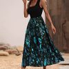 Women's Scoop Neck Button Front Tank Dress Sleeveless Floral Print Mini Dresses