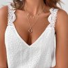 Women's Contrast Lace Backless Tank Top V Neck Sleeveless Shirts Top