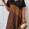 Women's Plus Size Dress Color Block Short Sleeve T Shirt Dress Casual Summer Dresses