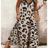 Women's Plus Size Leopard Print Sleeveless Loose Flowy Maxi Cami Dress Summer Going Out Outfits