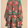 Women's Floral Print Summer Short Dresses Boho Beach Long Sleeve Button Down Flowy Smock Dress