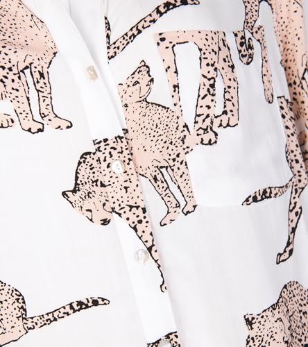 Dress Button Down Shirt Dress Long Sleeve Blouse Top Leopard Print