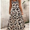 Women's Plus Size Leopard Print Sleeveless Loose Flowy Maxi Cami Dress Summer Going Out Outfits