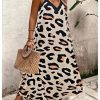 Women's Plus Size Leopard Print Sleeveless Loose Flowy Maxi Cami Dress Summer Going Out Outfits