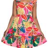 Girl's Summer Dresses Square Neck Ruffle Sleeveless Vacation Short Flared Dress