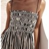 Women's Summer Striped Maxi Dress Spaghetti Strap Shirred A Line Flowy Long Cami Dresses Sundress with Pockets
