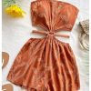 Women's Boho Cutout Open Back Tie Tube Rompers Summer Strapless Shorts Jumpsuit