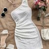 Women's Elegant One Shoulder Bodycon Dress Summer Party Ruched Women Short Dresses