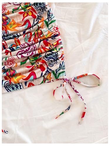 Women's Summer Bodycon Mini Dresses Floral Print Ruched Sleeveless Vacation Beach Tank Dress