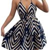 Women's Summer Printed Halter Cami Dress Sleeveless Tie Backless Ruffle Hem Flowy Vacation Short Dresses
