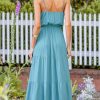 Women's Summer Dresses Casual V Neck Elastic Waist Maxi Tiered Dress with Pockets