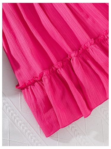 Girl's Birthday Dresses Sleeveless Square Neck Shirred Ruffle Flowy Summer Short Dress