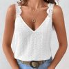 Women's Contrast Lace Backless Tank Top V Neck Sleeveless Shirts Top
