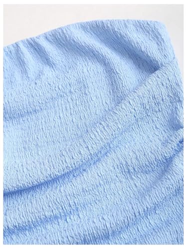 Women's Summer Strapless Tube Mini Dress Off The Shoulder Ruffle Flowy Party Beach Dresses