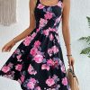 Women's Boho Floral Print Scoop Neck Tank Dress Summer Ruffle A Line Knee Length Dresses