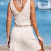 Women Swimsuit Cover Up V Neck Sleeveless Waffle Knit Beach Coverup Dress