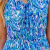 Women's Maxi Dress Ruffled V Neck Abstract Printed Sleeveless Self Tie A Line Long Summer Formal Dress