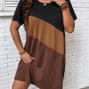 Women's Plus Size Dress Color Block Short Sleeve T Shirt Dress Casual Summer Dresses