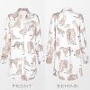 Dress Button Down Shirt Dress Long Sleeve Blouse Top Leopard Print