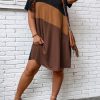 Women's Plus Size Dress Color Block Short Sleeve T Shirt Dress Casual Summer Dresses