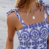 Women's Maxi Dress Casual Smocked Straps Paisley Ruffled Slit A Line Long Beach Summer Dress
