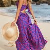 Women's Maxi Dress Floral Print Twisted V Neck Sleeveless Long Dress Summer Casual Dress