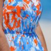Women's Summer Dresses Abstract Floral One Shoulder A Line Smocked Tiered Maxi Dress