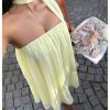 Women's Y2k Tube Mini Dress Sleeveless Party Beach Summer Flowy Sundresses with Scarf
