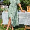 Dress for Women Maxi Dresses Off Shoulder Ditsy Floral Print Short Sleeve Frill A Line Dress
